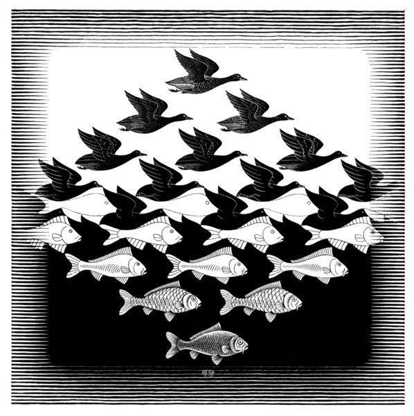 2. Pode-se propor a leitura da obra de arte de M. C. Escher, a qual pode ser exibida aos alunos e interpretada por eles, primeiro individualmente, depois coletivamente. ESCHER, Maurits Cornelis.