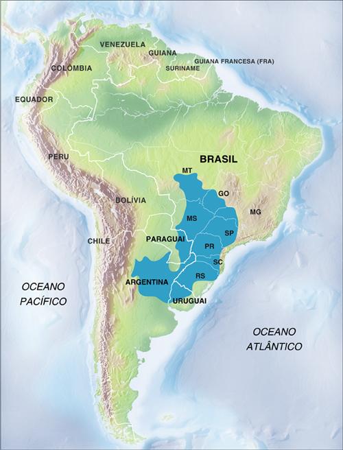 AQUÍFERO Os aquíferos são reservas subterrâneas de águas confinadas em rochas porosas, ou, nas fendas de alguns tipos de rochas como o granito e o calcário. O maior aquíferos brasileiro é o Guarani.