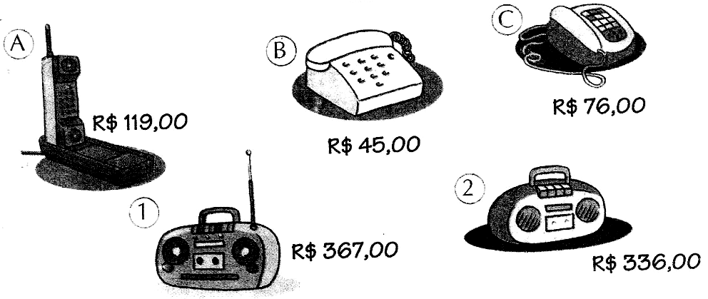 Desafio de Matemática 3 ano EF 2D 2014 2/ 6 3. João vai comprar um rádio e um aparelho telefônico. Ele está em dúvida entre os seguintes modelos.