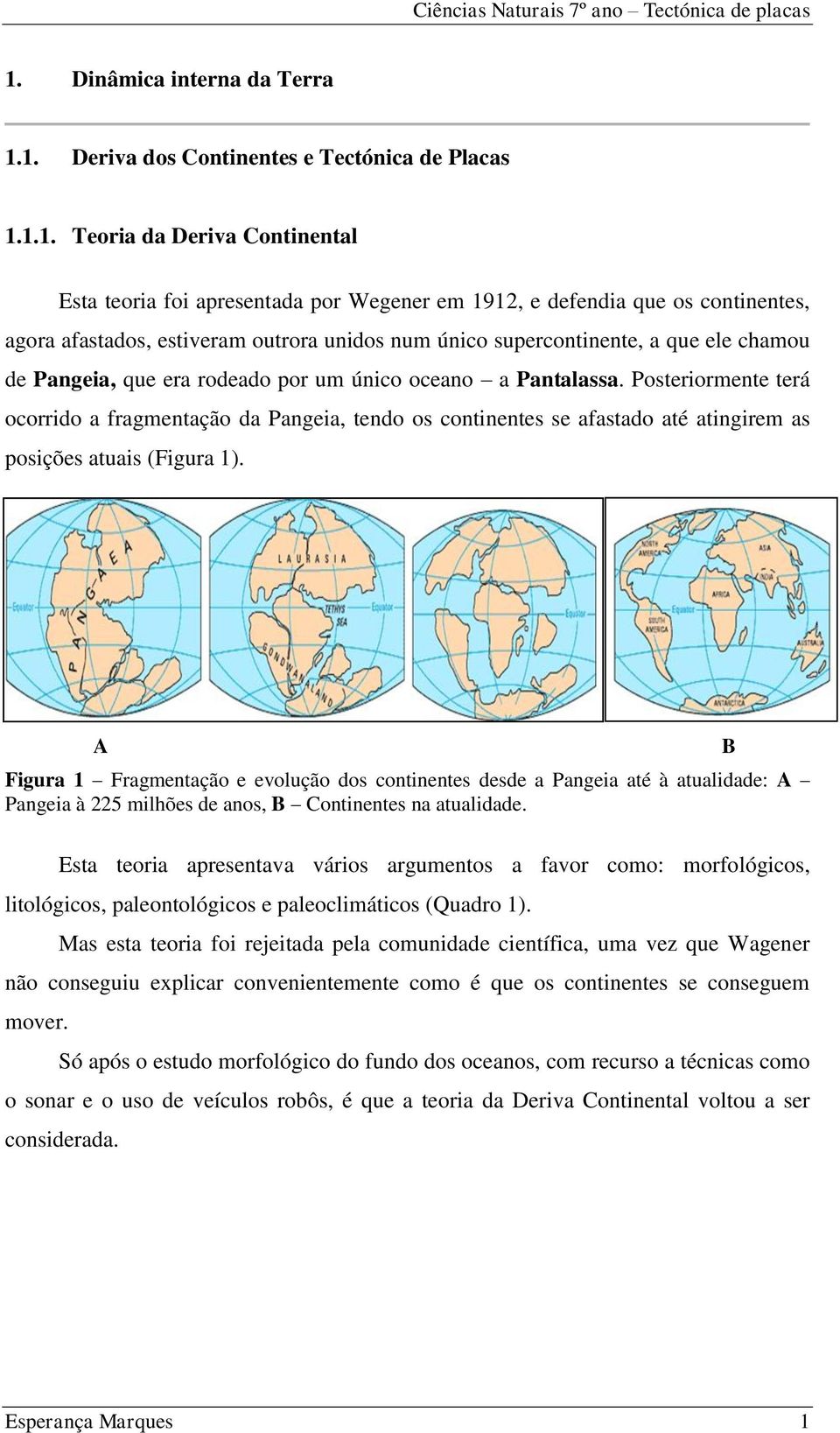 Posteriormente terá ocorrido a fragmentação da Pangeia, tendo os continentes se afastado até atingirem as posições atuais (Figura 1).