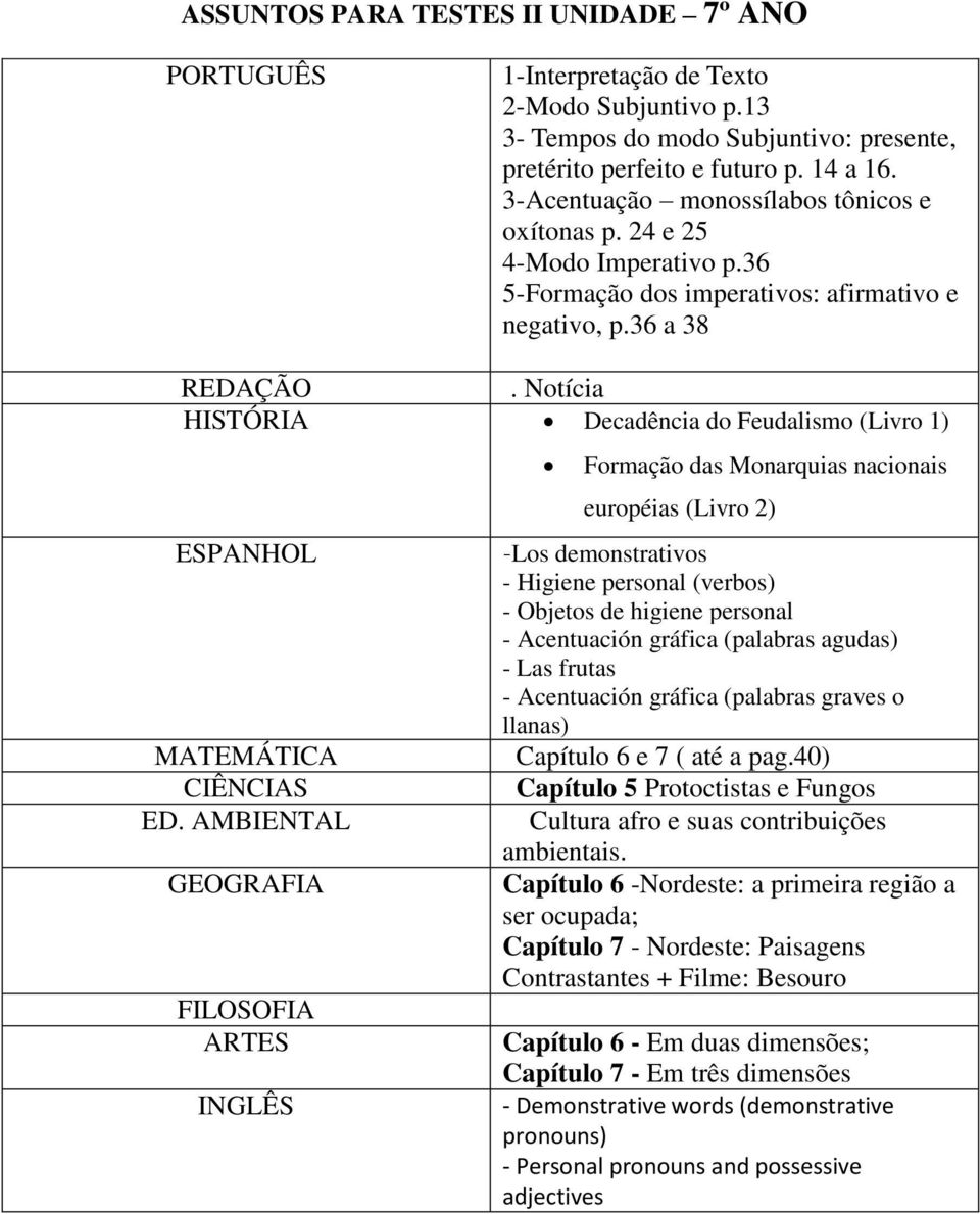 Notícia HISTÓRIA Decadência do Feudalismo (Livro 1) MATEMÁTICA CIÊNCIAS ED.