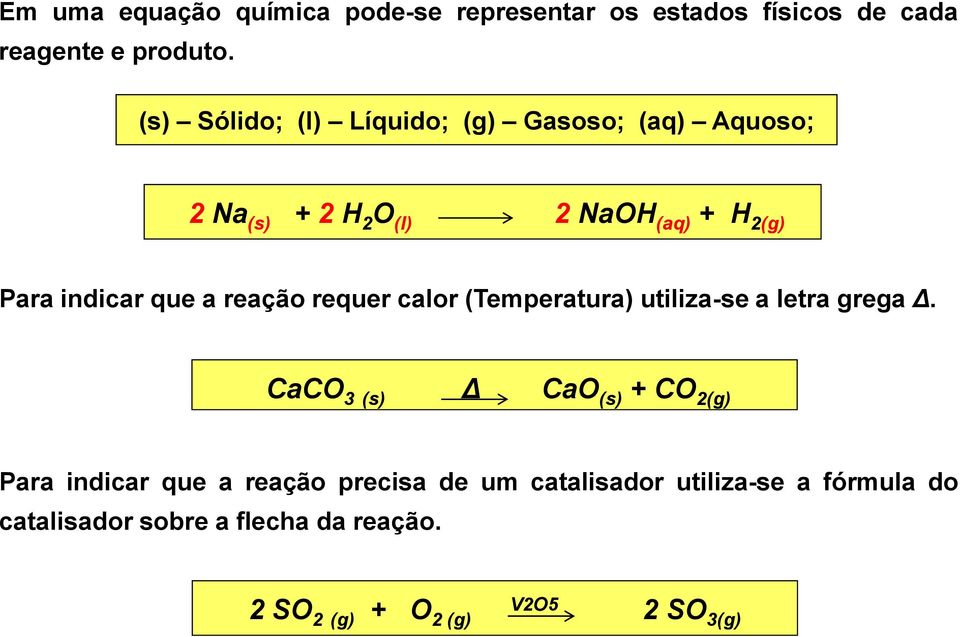 a reação requer calor (Temperatura) utiliza-se a letra grega Δ.