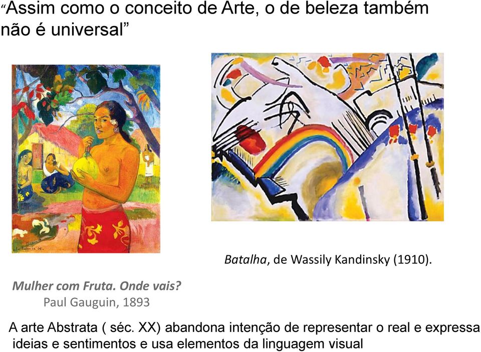 Paul Gauguin, 1893 Batalha, de Wassily Kandinsky (1910).