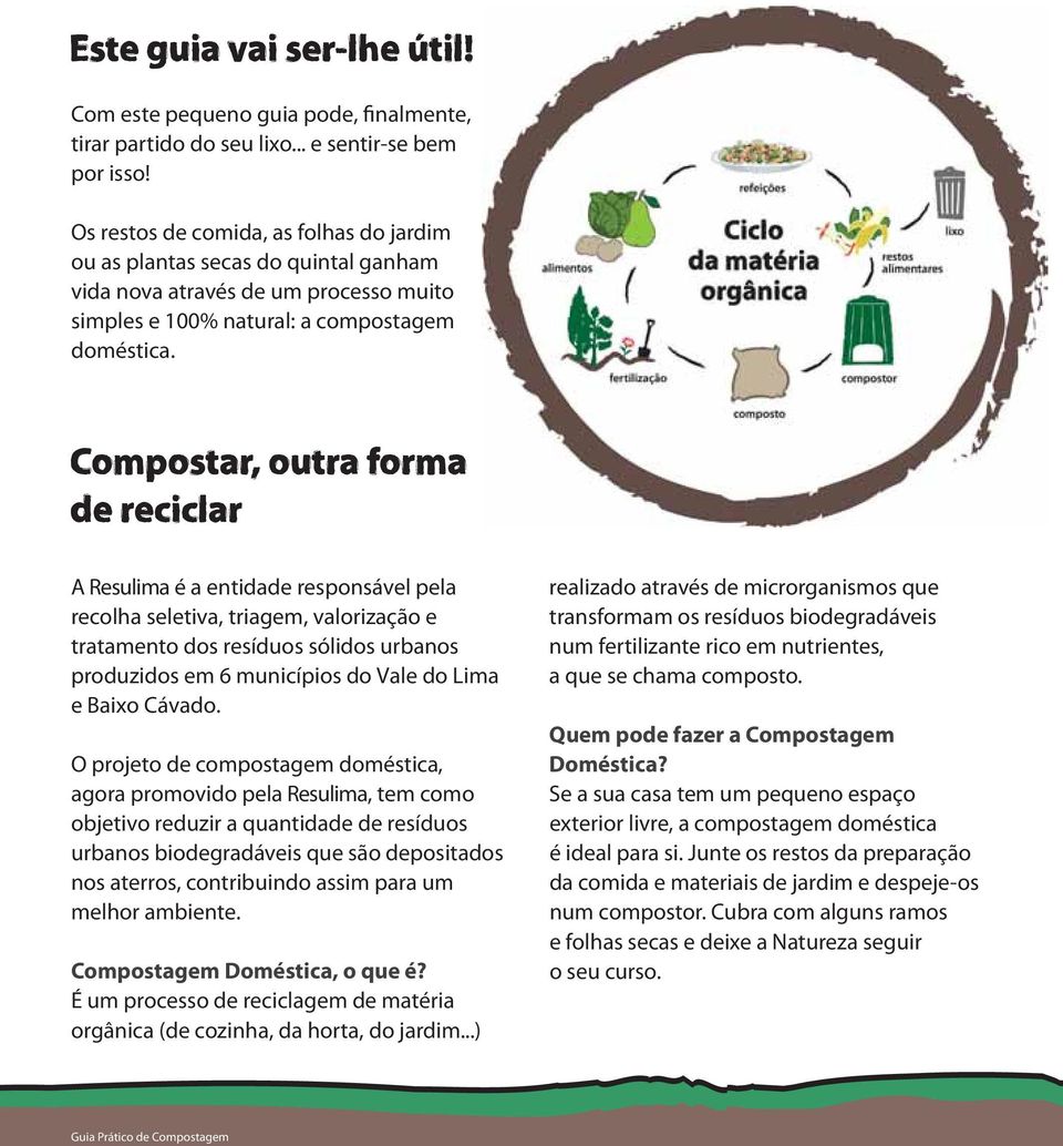 A Resulima é a entidade responsável pela recolha seletiva, triagem, valorização e tratamento dos resíduos sólidos urbanos produzidos em 6 municípios do Vale do Lima e Baixo Cávado.