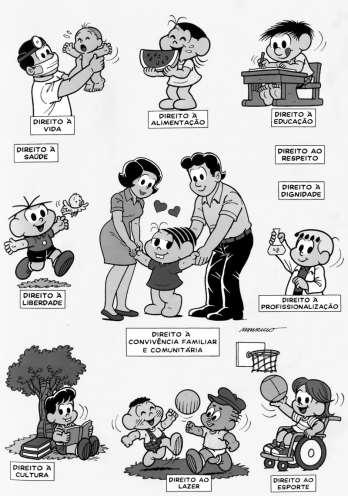 11. LEIA o cartaz, que mostra direitos da criança ilustrados com personagens de Mauricio de Sousa. Disponível em: <http://diversao-cultura.blogspot.com.br/2013/04/turma-da-monica-e-cidadania.html>.