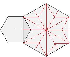 5 QUESTÃO 12 Primeiro decompomos o hexágono menor em seis triângulos equiláteros e vemos que a região de sobreposição tem área igual a duas metades de um desses triângulos equiláteros, seja, um