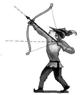25- Sabendo que o ângulo que a flecha fa com a horiontal é igual ao seu complemento, que ângulo é esse?