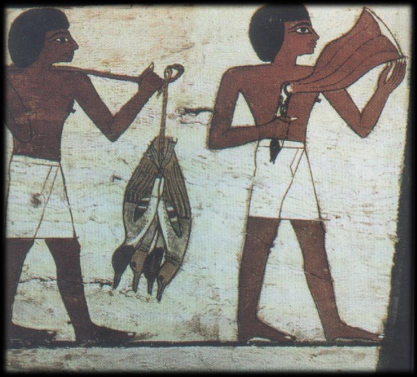 A pintura egípcia obedece a regras rígidas e convencionais: Lei da frontalidade (o ser humano é
