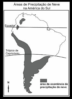 a) Que fatores climáticos determinam a distribuição geográfica da ocorrência de queda de neve na América do Sul?