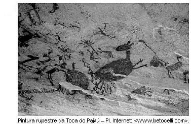 Enem 2000 A pintura rupestre mostrada na figura anterior, que é um patrimônio cultural brasileiro, expressa a) o conflito entre os povos indígenas e os europeus durante o processo de colonização do